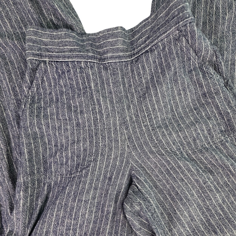 Striped Wide Leg Pants Womens XS Rayon Linen Blend‎ Elastic Waist